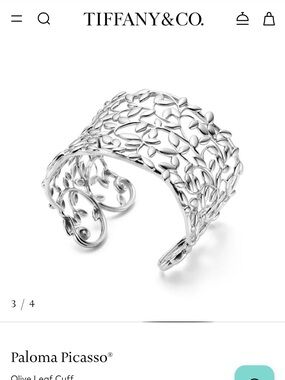 Tiffany & Co. Paloma Picasso Silver Openwork Leaf Cuff Bracelet